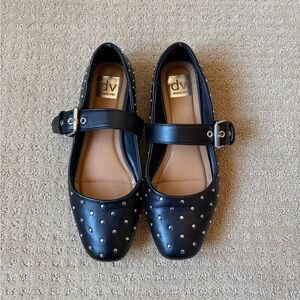 Black and Silver Studded Dolce Vita Ballet Flats